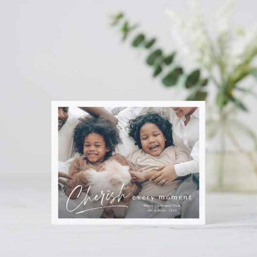 Budget Eenvoudig Koester Script Foto Kerstkaart (Staand voorkant)