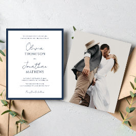BUDGET Eenvoudig marineblauw script foto bruiloft