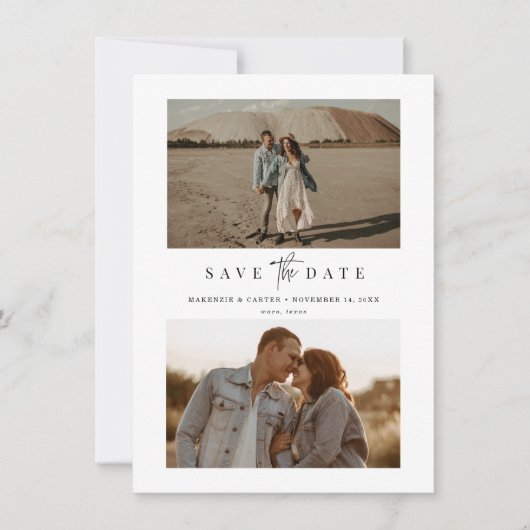 Budget Eenvoudig Modern Minimalistisch Drie Foto Save The Date (Voorkant)