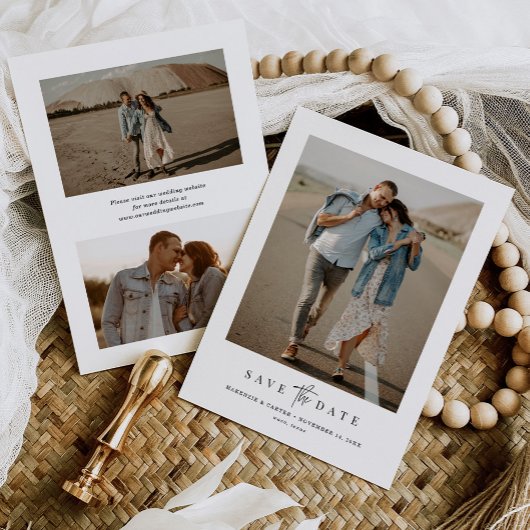 Budget Eenvoudig Modern Minimalistisch Drie Foto Save The Date