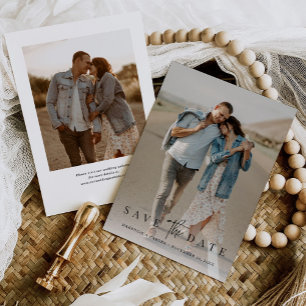 Budget Eenvoudig Modern Minimalistisch Twee Foto Save The Date