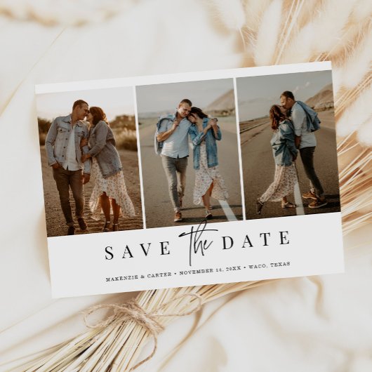 Budget Eenvoudig Modern Minimalistisch Vier foto Save The Date