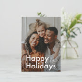 Budget Eenvoudig Modern Vet Type Twee Foto Feestdagenkaart (Staand voorkant)