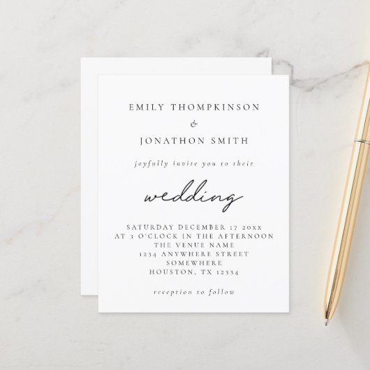 Budget Eenvoudig om het even welke uitnodiging van (Voorkant / Achterkant in situ)