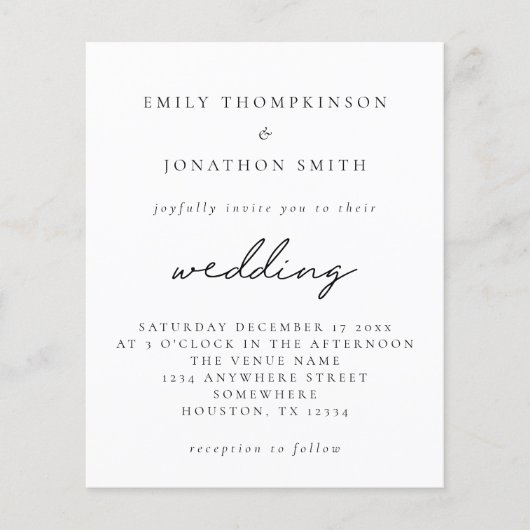 Budget Eenvoudig om het even welke uitnodiging van (Voorkant)