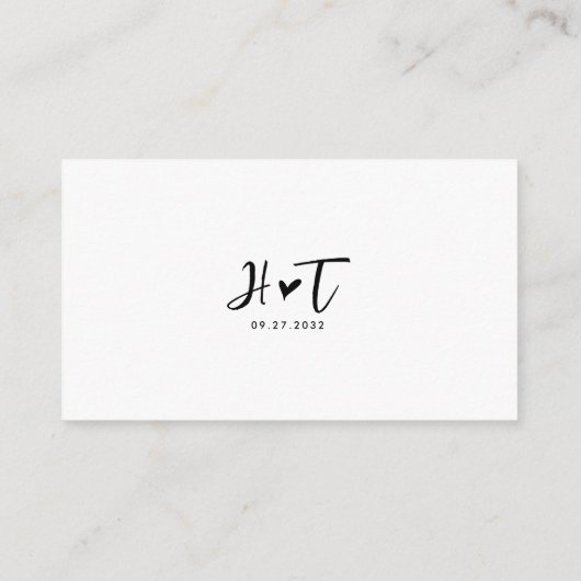 BUDGET Eenvoudig romantisch script hart monogram R Informatiekaartje (Achterkant)