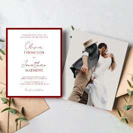 BUDGET Eenvoudig Rood Rand Script Foto Bruiloft