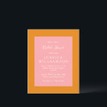 Budget Eenvoudig roze Oranje Vrijgezellenfeest Uit<br><div class="desc">Eenvoudige geometrische roze en Oranje bridale doucheuitnodiging voor budgetgebruik</div>