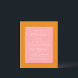 Budget Eenvoudig roze Oranje Vrijgezellenfeest Uit<br><div class="desc">Eenvoudige geometrische roze en Oranje bridale doucheuitnodiging voor budgetgebruik</div>