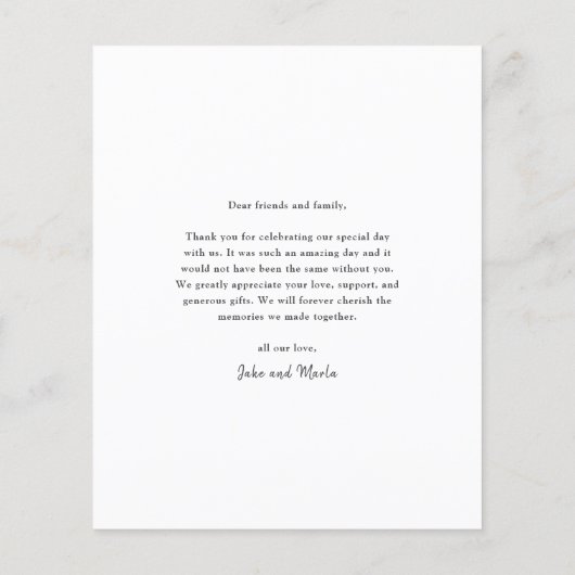 Budget Eenvoudig Script Foto Bruiloft Dank u Kaart (Achterkant)