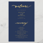 Budget eenvoudig script goud marine bruiloft progr flyer (Voorkant)