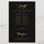 Budget eenvoudig script goud zwart bruiloft progra flyer (Achterkant)