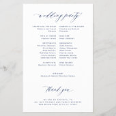 Budget eenvoudig script navy wit bruiloft programm flyer (Achterkant)