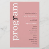 BUDGET Eenvoudig Stof Roze Tekst Trouwprogramma (Voorkant)
