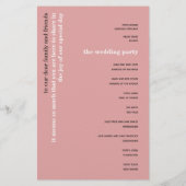 BUDGET Eenvoudig Stof Roze Tekst Trouwprogramma (Achterkant)