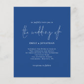 Budget Eenvoudig Wit Blauw QR Code Bruiloft Uitnod (Voorkant)