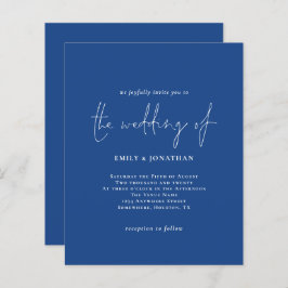 Budget Eenvoudig Wit Blauw QR Code Bruiloft Uitnod