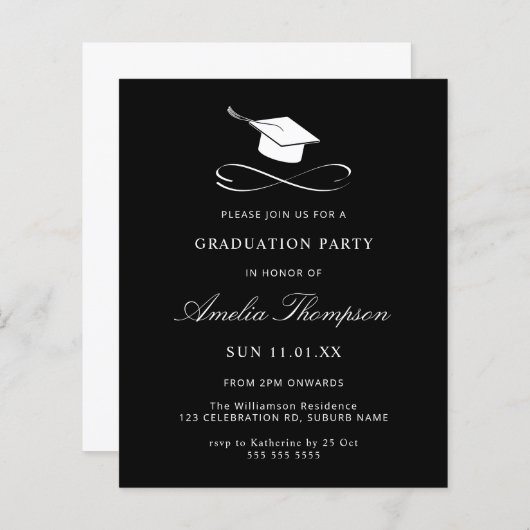 Budget Eenvoudig zwart-wit Afstuderen (Voorkant / Achterkant)