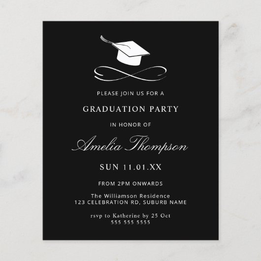 Budget Eenvoudig zwart-wit Afstuderen (Voorkant)