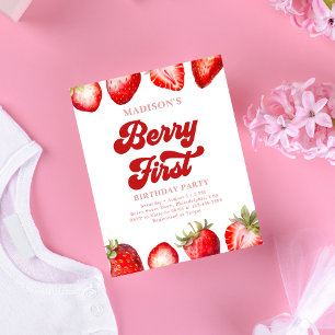 Budget Eenvoudige Aardbeien Berry Eerste Verjaarda