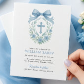 Budget Eenvoudige Blauwe Jongen Doop Uitnodiging m