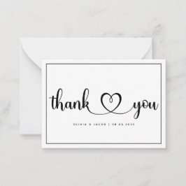 BUDGET Eenvoudige bruiloft Hartelijk dank Notitiekaartje