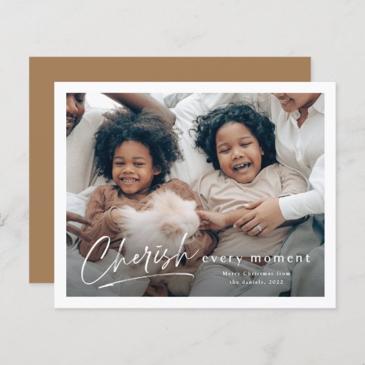 Budget Eenvoudige Cherish Script-kerstkaart (Voorkant / Achterkant)