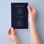 Budget eenvoudige donkere marine witte bruiloft pr flyer (Hand)