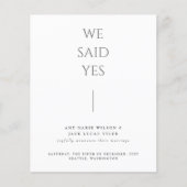 Budget Eenvoudige elegante bruiloft aankondiging (Voorkant)