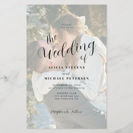 Budget eenvoudige elegante foto bruiloft uitnodigi flyer (Voorkant)