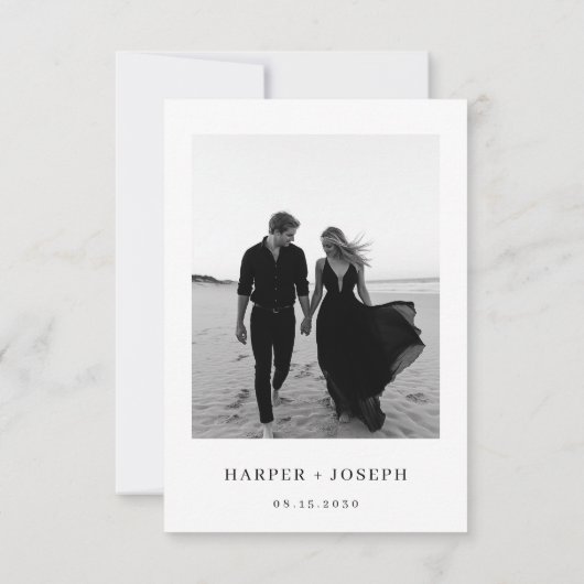 Budget Eenvoudige Elegante Foto Huwelijk Save The Save The Date (Achterkant)