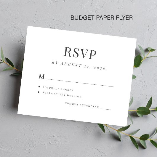 Budget eenvoudige elegante moderne bruiloft rsvp F Flyer