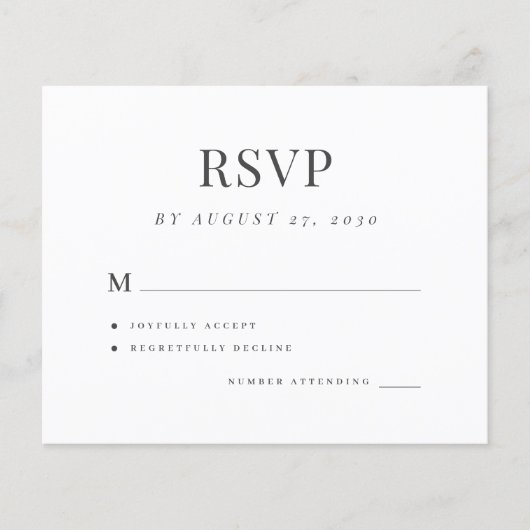 Budget eenvoudige elegante moderne bruiloft rsvp F Flyer (Voorkant)