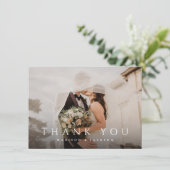 Budget Eenvoudige Elegante Moderne Huwelijksfoto Bedankkaart (Staand voorkant)