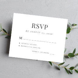 Budget eenvoudige elegante moderne trouwkaart RSVP