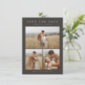 Budget Eenvoudige Elegante Moderne Vier Foto Save The Date (Staand voorkant)