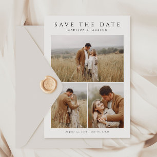 Budget Eenvoudige Elegante Moderne Vier Foto Save The Date