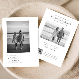 Budget Eenvoudige Elegante QR Code Fotobruiloft Kaart