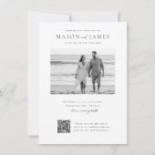 Budget Eenvoudige Elegante QR Code Fotobruiloft Kaart (Achterkant)