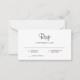 BUDGET Eenvoudige elegante Rustic RSVP Weddenschap Notitiekaartje