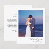 Budget Eenvoudige Elegante Trouwfoto Dank u kaart (Voorkant / Achterkant)