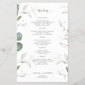 Budget eenvoudige eucalyptus groen bruiloft menu (Voorkant)