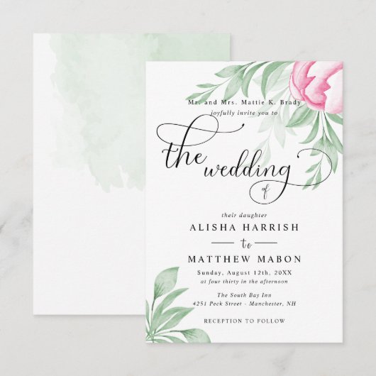 Budget Eenvoudige Eucalyptus laat groen huwelijk o Kaart (Voorkant / Achterkant)