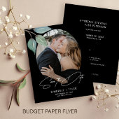 Budget eenvoudige foto elegante bruiloft bespaar d flyer