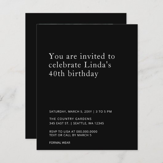 Budget Eenvoudige Foto elk jaar Uitnodiging op ver (Voorkant / Achterkant)