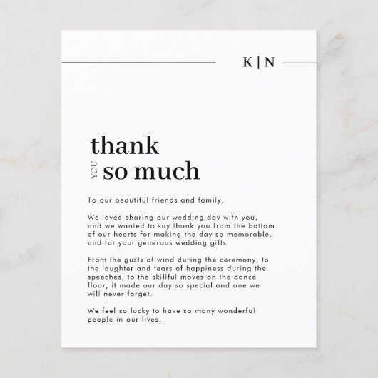 Budget Eenvoudige Foto Monogram Huwelijk Dank u (Voorkant)