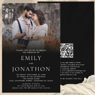 Budget Eenvoudige foto QR Code Bruiloft Zwart Uitn