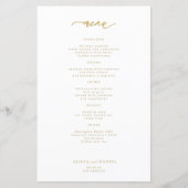 Budget eenvoudige gouden typografie bruiloft menu (Voorkant)