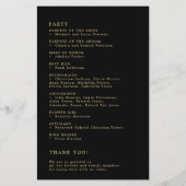 Budget eenvoudige gouden zwarte bruiloft programma (Achterkant)