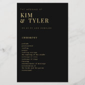 Budget eenvoudige gouden zwarte bruiloft programma (Voorkant)